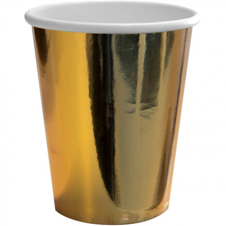 feestbekers junior 250 ml papier goud 8 stuks