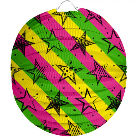lampion Neon Sterren junior 22 cm papier