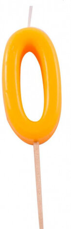 verjaardagskaars Cijfer 0 junior 10 x 2,5 cm wax oranje