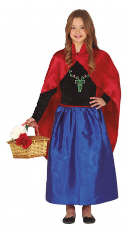 verkleedpak Princess polyester rood/blauw mt 122/134
