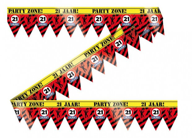 slinger Party Tape 21 jaar 12 meter rood/geel