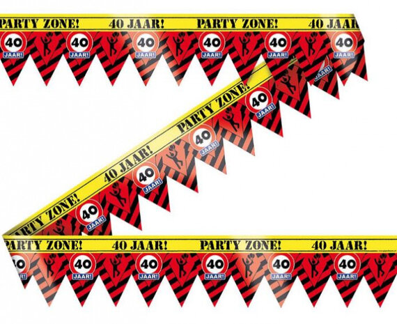 slinger Party Tape 40 jaar 12 meter rood/geel