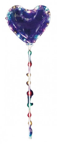 folieballon Hart led 70 x 45 cm transparant 2-delig