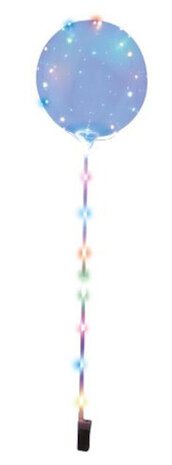 folieballon Rond led junior 70 x 45 cm blauw 2-delig
