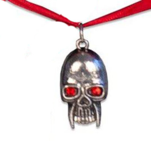 verkleedketting Doodskop zilver/rood one-size
