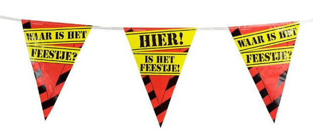 vlaggenlijn Hier is het feestje! 10 meter rood/geel