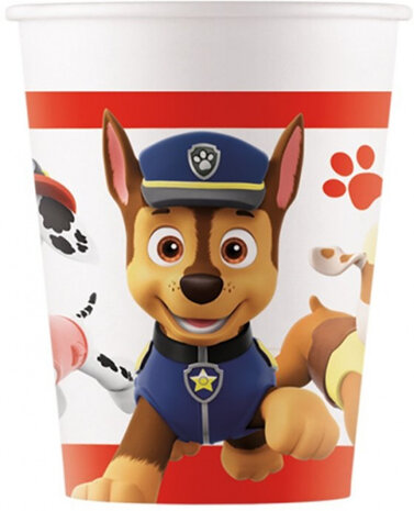 feestbekers Paw Patrol - Action 200 ml karton wit 8 stuks