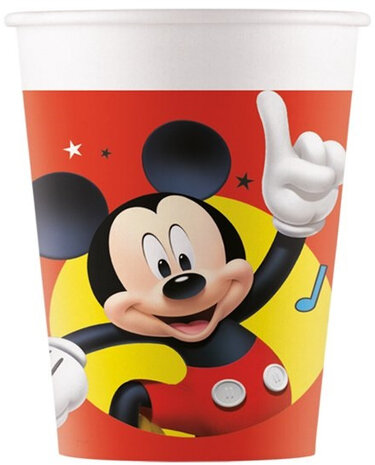 feestbekers Playful Mickey 200 ml karton rood 8 stuks