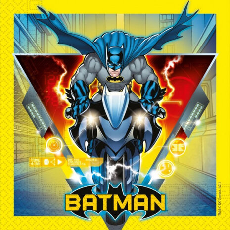 servetten Batman junior 33 x 33 cm papier geel 20 stuks