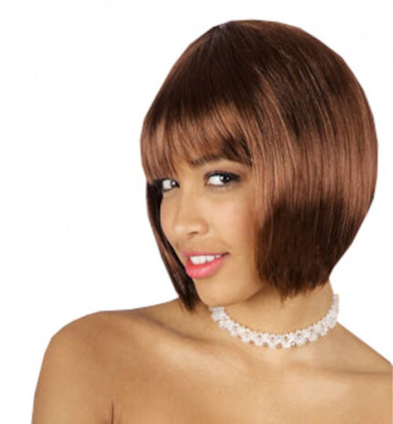 pruik half-lang dames bruin one-size