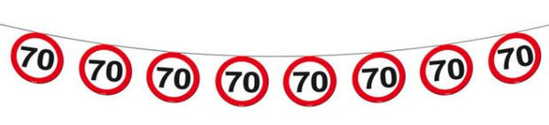 feestslingers Verkeersbord 70 Jaar 12 meter rood/wit