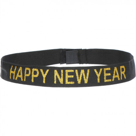 hoed Happy New Year led lurex goud one-size 2-delig