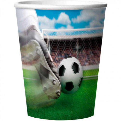 bekers Voetbal 3D 266 ml junior karton blauw/groen 4 stuks