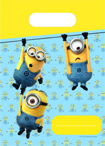 uitdeelzakjes Minions junior papier blauw/geel 6 stuks