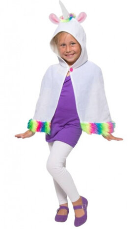 verkleedcape Eenhoorn meisjes polyester wit one-size