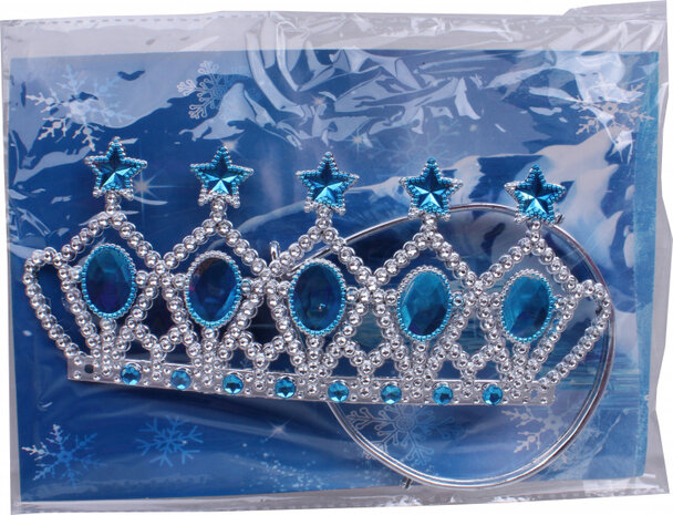diadeem meisjes 24 x 15 x 8 cm blauw/zilver