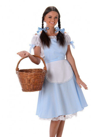 verkleedjurk Dorothy dames polyester blauw/wit mt S