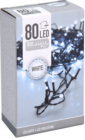 kerstverlichting 80 led wit 600 cm groen