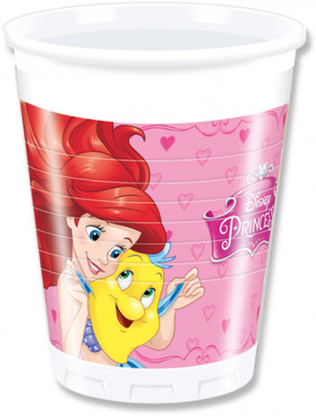 feestbekers Princess meisjes 200 ml roze/wit 8 stuks
