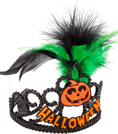 diadeem Halloween zwart/oranje/groen one-size