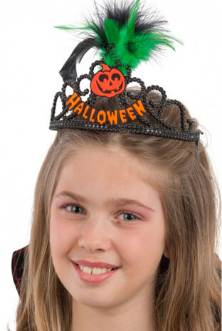 diadeem Halloween zwart/oranje/groen one-size