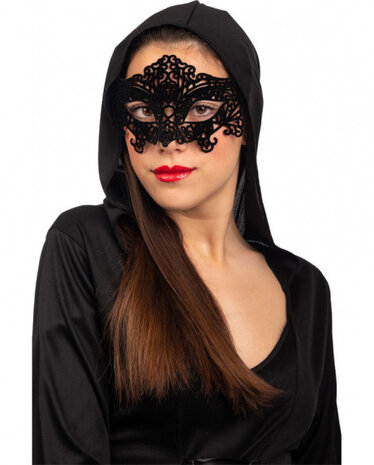 verkleedmasker dames velvet zwart one-size