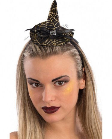 diadeem Heks dames 9 cm polyester zwart one-size