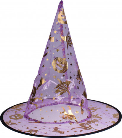 heksenhoed junior 30 x 30 cm polyester paars/goud