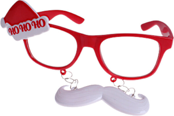bril Xmas met snor rood/wit one-size