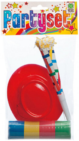 feestpakket junior rood/geel/groen/blauw 3-delig