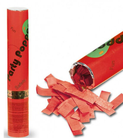 partypopper 30 cm folie rood
