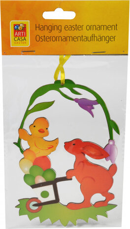 hangdecoratie 15 x 10 cm hout oranje/groen