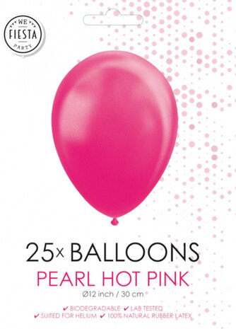 ballonnen Pearl 30 cm latex roze 25 stuks