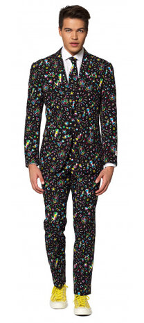 verkleedpak Disco Dude heren polyester zwart maat 48