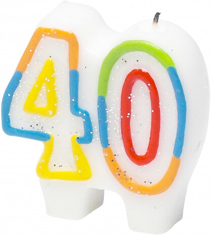 feestkaars Birthday &#039;40&#039; wax wit