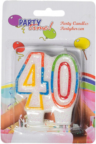 feestkaars Birthday &#039;40&#039; wax wit