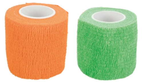 verband zelfklevend 5 cm 4,5 meter polyester oranje/groen