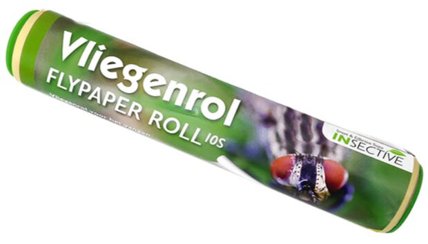 vliegenrol 10 meter x 30 cm papier grijs