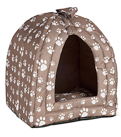 kattenhuis Paws 31 x 31 x 38 cm textiel bruin