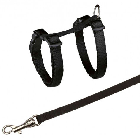 kattentuig 19 - 31 cm 1,2 meter nylon zwart 2-delig