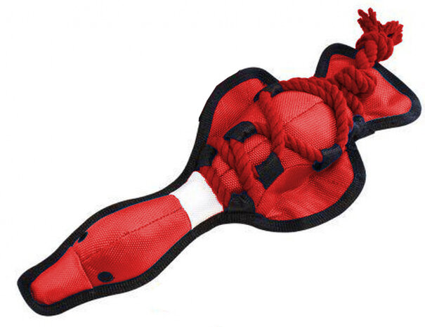 hondenspeeltje Eend 47 x16 cm nylon rood