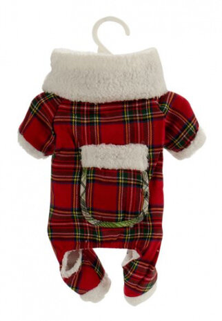 hondenkostuum Schot polyester/imitatiebont rood/wit maat M
