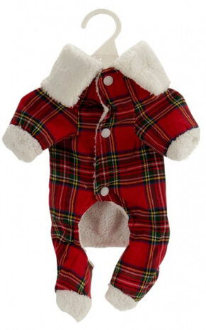 hondenkostuum Schot polyester/imitatiebont rood/wit maat XL
