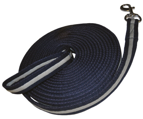 longeerlijn met karabijnhaak polyester 8 meter donkerblauw