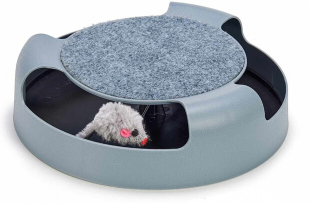 kattenspeelgoed Mouse Wheel 25 x 7 cm textiel grijs