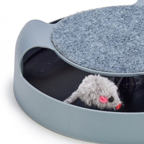 kattenspeelgoed Mouse Wheel 25 x 7 cm textiel grijs