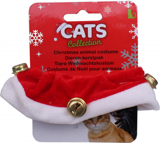 kattenhalsband kerst 4 x 25 cm textiel rood/wit