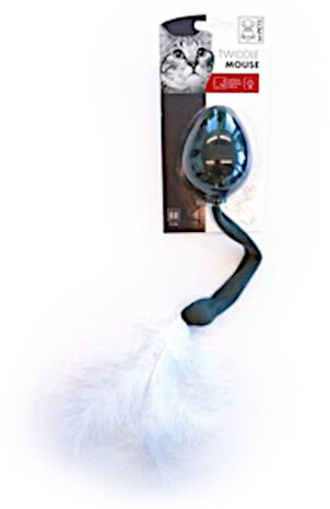 kattenspeelgoed Twiddle Mouse 6,5 x 35 cm grijs/wit