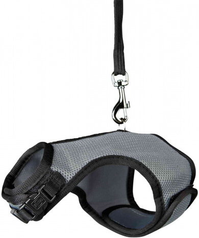 knaagdiertuigje 25-32 cm 1,2 meter mesh/nylon grijs/zwart