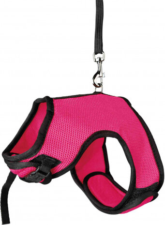 knaagdiertuigje 25-32 cm 1,2 meter mesh/nylon roze/zwart